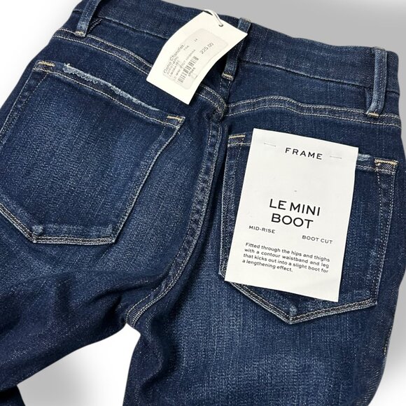 NWT Frame Le Mini Boot Cut Mid-rise Habana Dark Wash Sz 24 - Picture 5 of 5